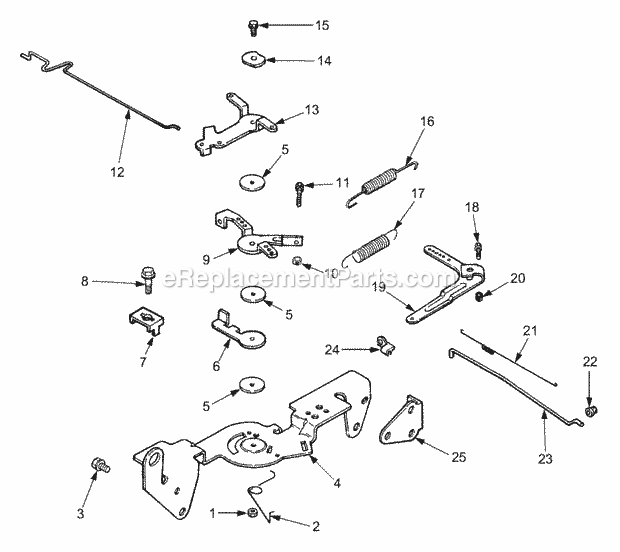 Engine Controls Diagram and Parts List for 3204 14A-641-100 Cub Cadet Lawn Tractor